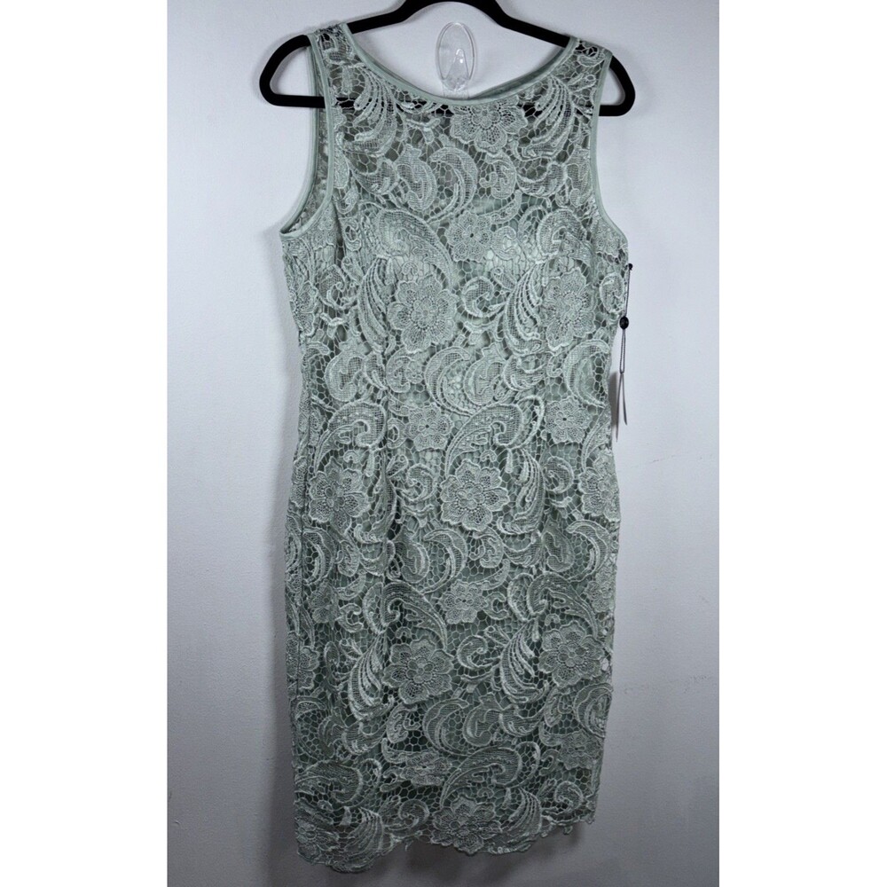 Adrianna Papell Lace Sheath Dress Womens 12 Mint Green Sleeveless Cocktail NWT